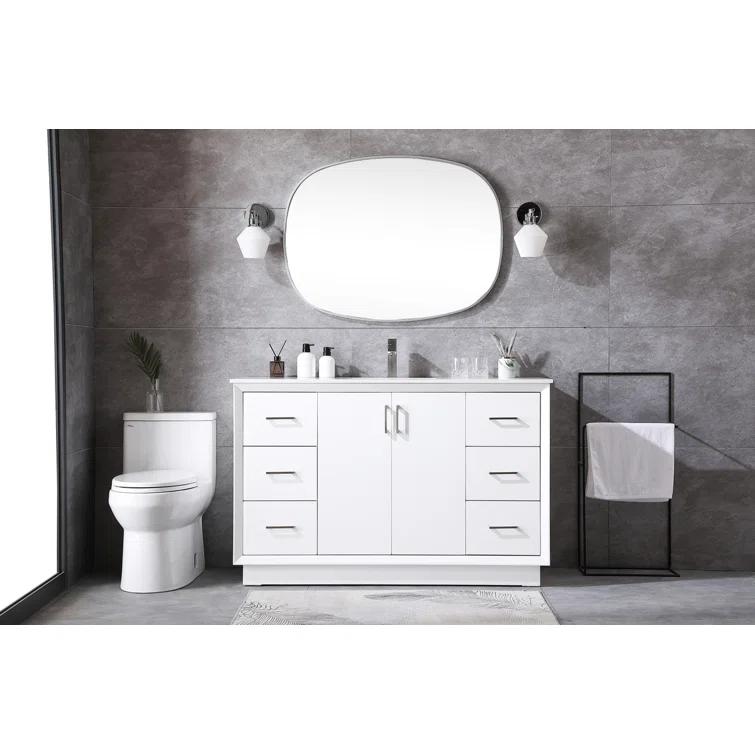 Hayes 54'' Single Bathroom Vanity with Engineered Marble Top