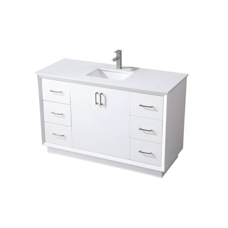 Hayes 54'' Single Bathroom Vanity with Engineered Marble Top