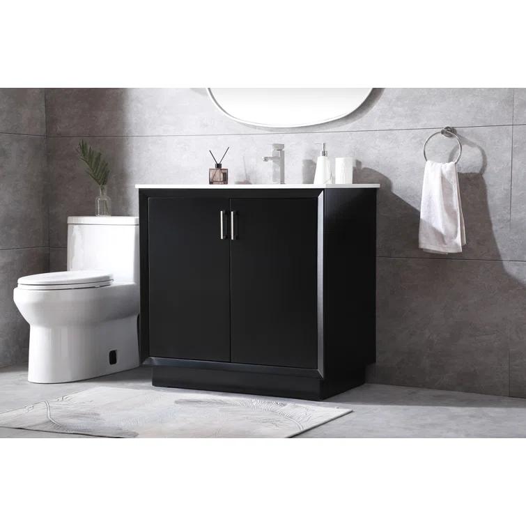 Hayes 36'' Single Bathroom Vanity with Engineered Marble Top
