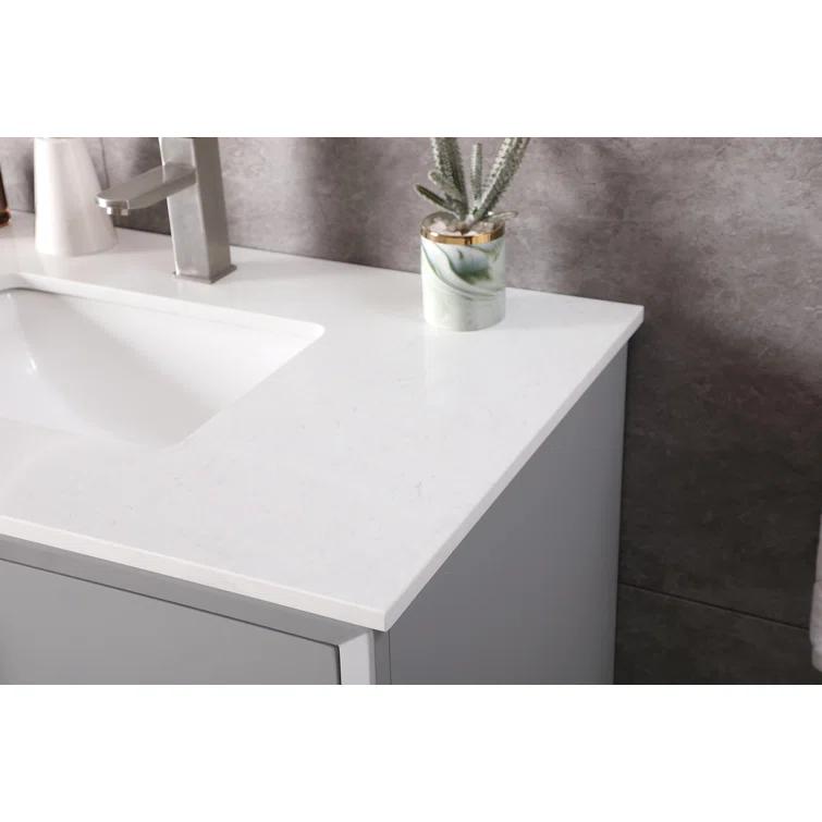 Hayes 36'' Single Bathroom Vanity with Engineered Marble Top