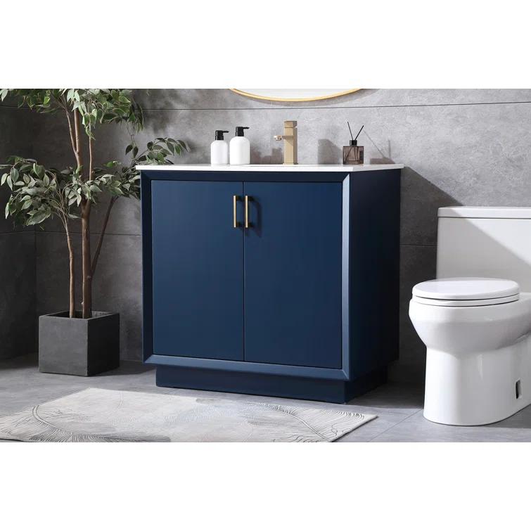 Hayes 36'' Single Bathroom Vanity with Engineered Marble Top
