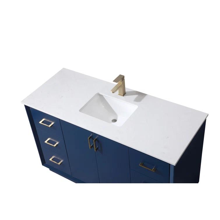 Hayes 54'' Single Bathroom Vanity with Engineered Marble Top
