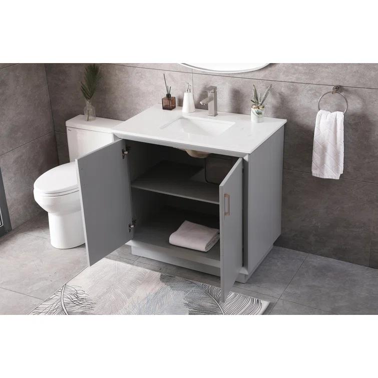 Hayes 36'' Single Bathroom Vanity with Engineered Marble Top