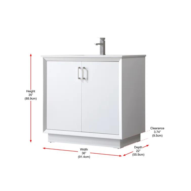 Hayes 36'' Single Bathroom Vanity with Engineered Marble Top
