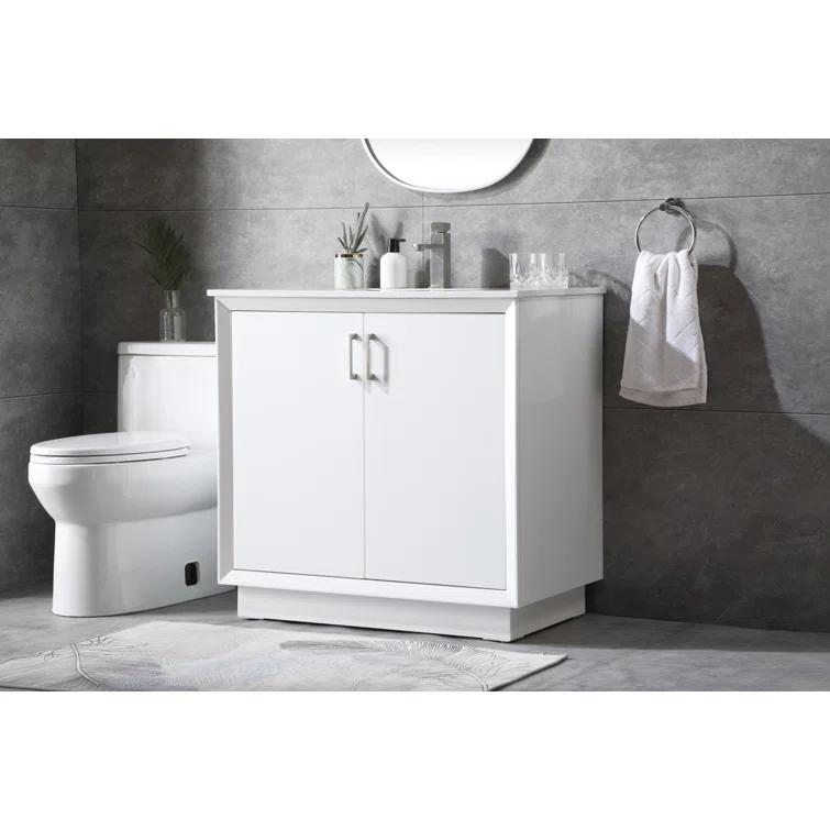 Hayes 36'' Single Bathroom Vanity with Engineered Marble Top