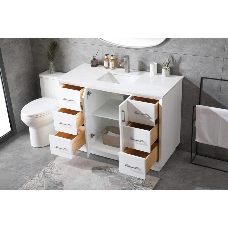 Hayes 54'' Single Bathroom Vanity with Engineered Marble Top
