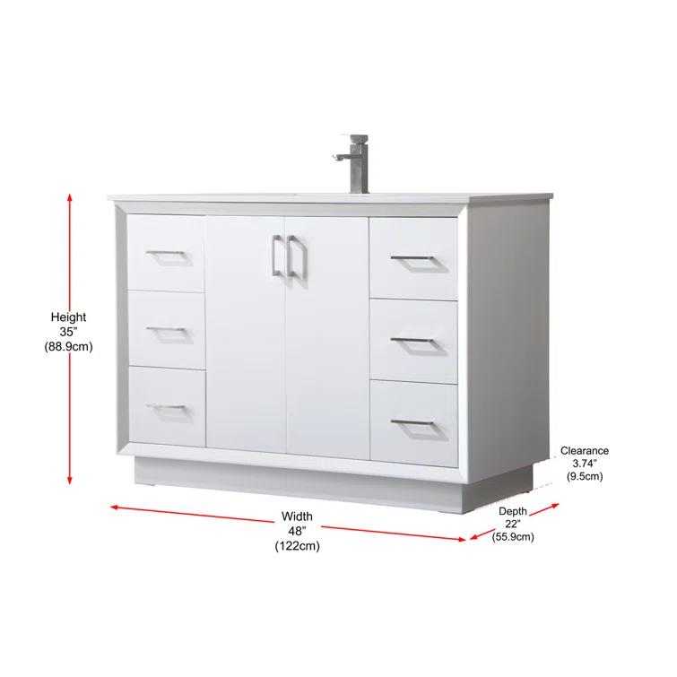 Hayes 54'' Single Bathroom Vanity with Engineered Marble Top