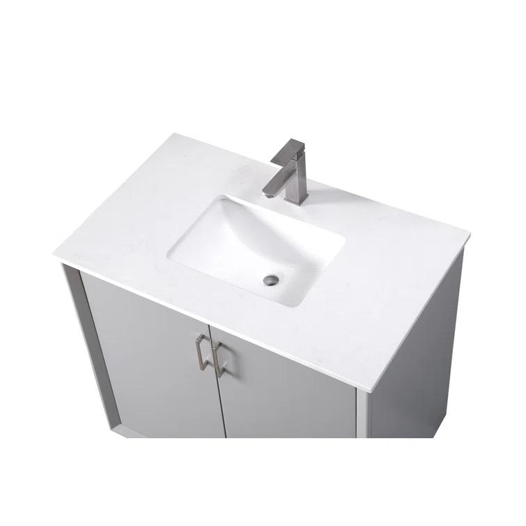 Hayes 36'' Single Bathroom Vanity with Engineered Marble Top