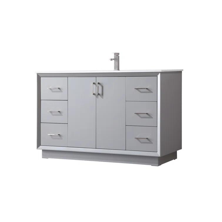 Hayes 54'' Single Bathroom Vanity with Engineered Marble Top