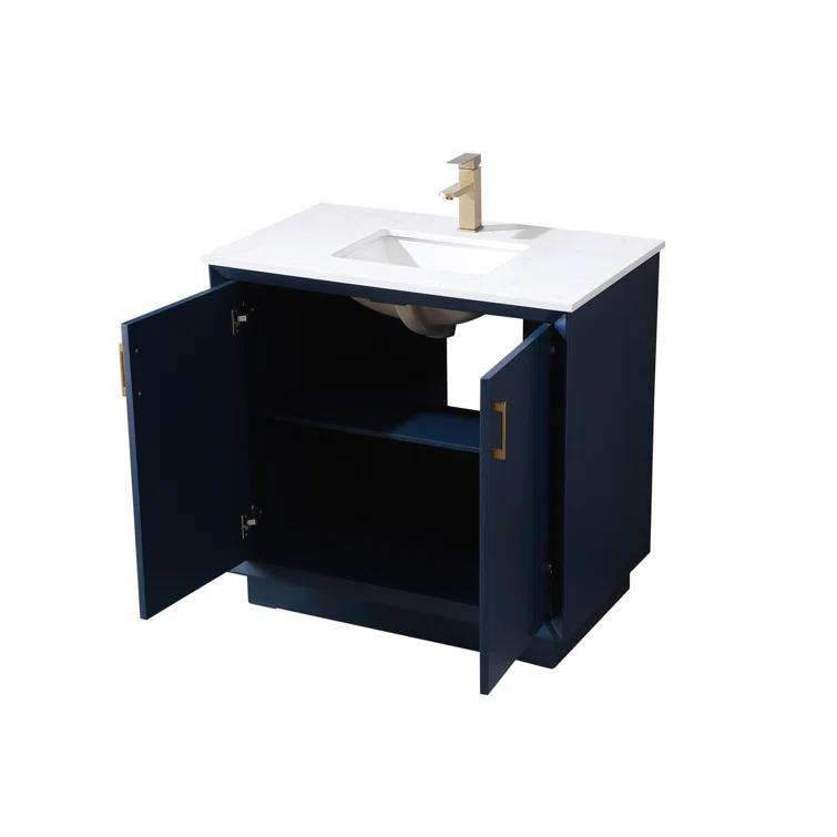Hayes 36'' Single Bathroom Vanity with Engineered Marble Top