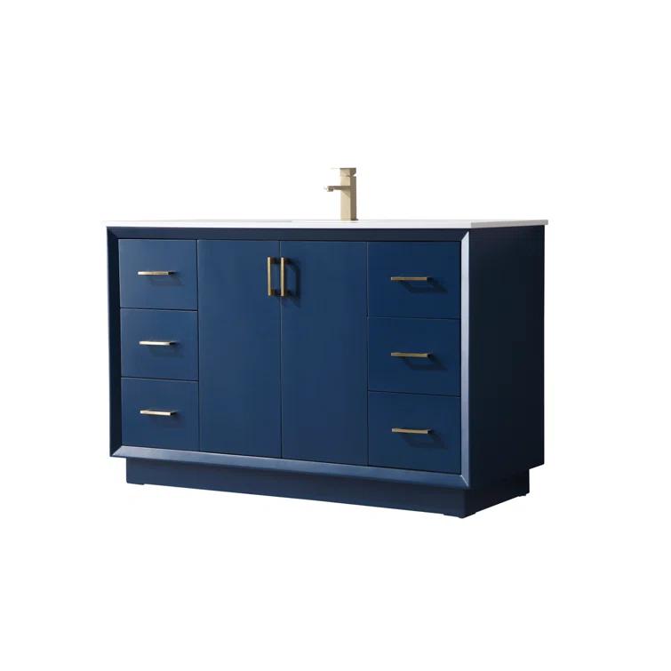 Hayes 54'' Single Bathroom Vanity with Engineered Marble Top