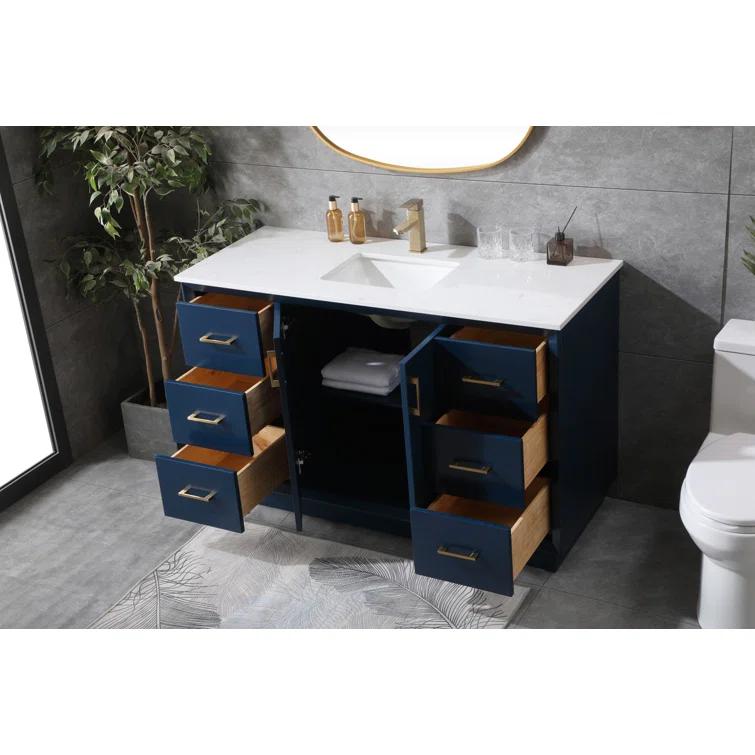 Hayes 54'' Single Bathroom Vanity with Engineered Marble Top