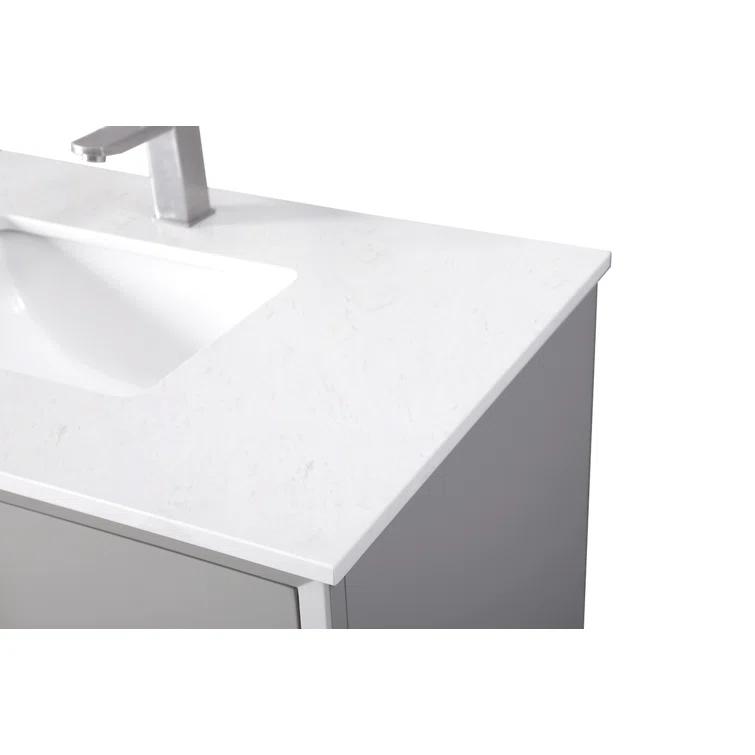Hayes 36'' Single Bathroom Vanity with Engineered Marble Top