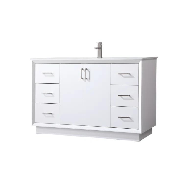 Hayes 54'' Single Bathroom Vanity with Engineered Marble Top