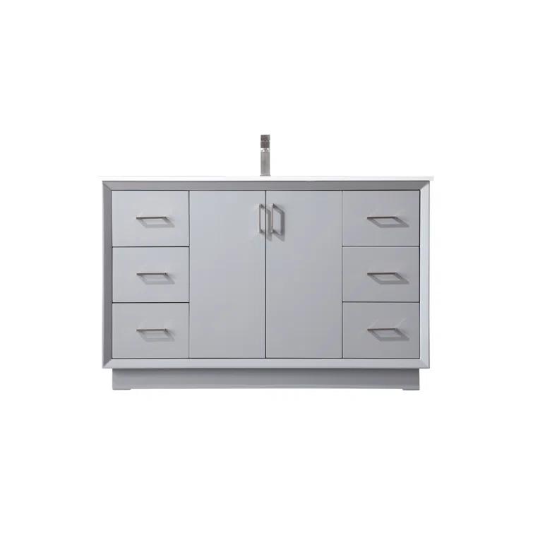 Hayes 54'' Single Bathroom Vanity with Engineered Marble Top