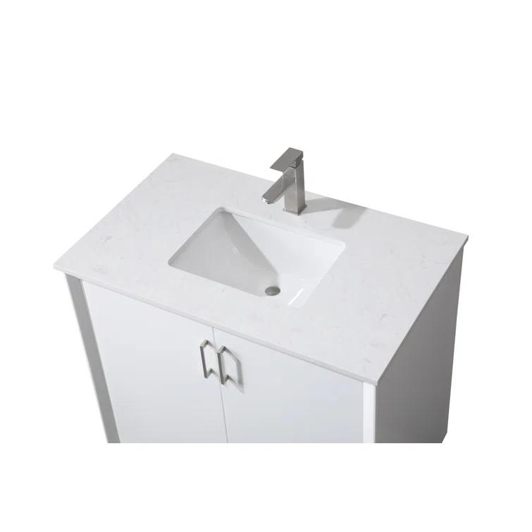 Hayes 36'' Single Bathroom Vanity with Engineered Marble Top