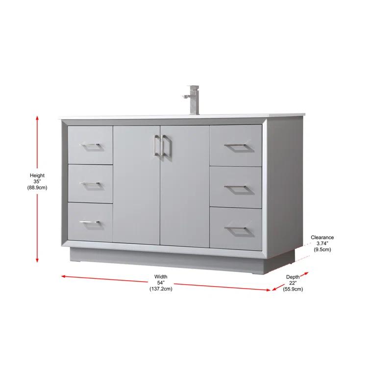 Hayes 54'' Single Bathroom Vanity with Engineered Marble Top
