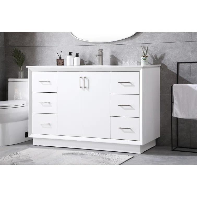 Hayes 54'' Single Bathroom Vanity with Engineered Marble Top