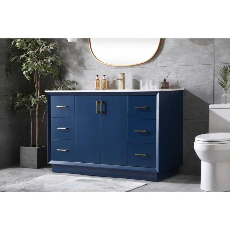 Hayes 54'' Single Bathroom Vanity with Engineered Marble Top
