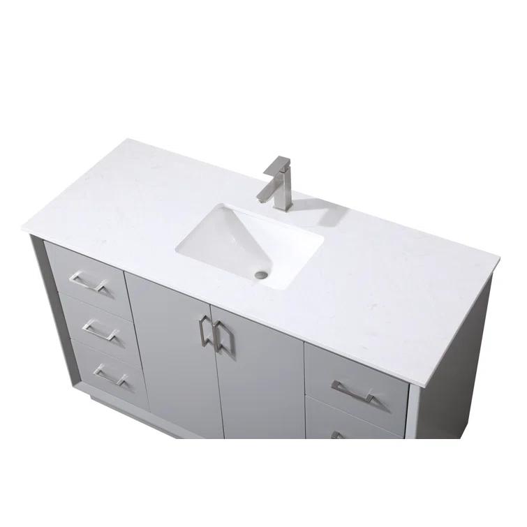 Hayes 54'' Single Bathroom Vanity with Engineered Marble Top