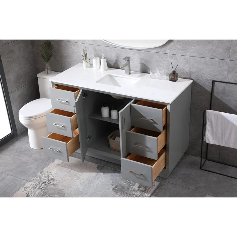 Hayes 54'' Single Bathroom Vanity with Engineered Marble Top