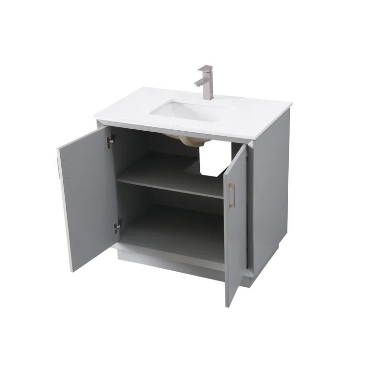 Hayes 36'' Single Bathroom Vanity with Engineered Marble Top