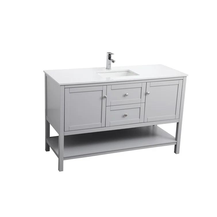 Hokku Designs Heath 54’’ Bathroom Vanity With Engineered Marble