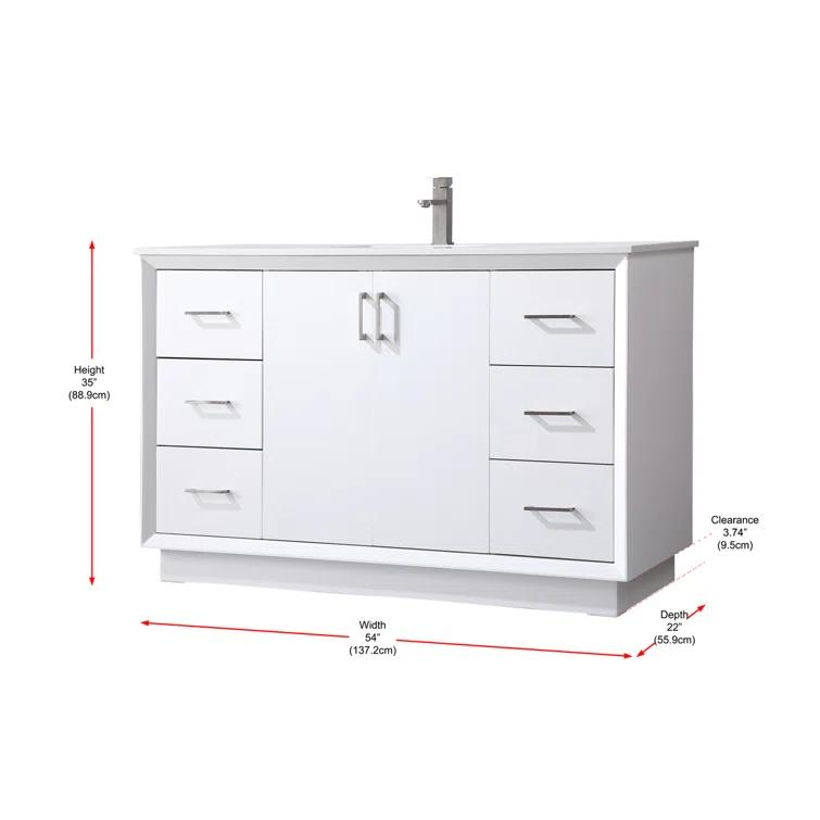 Hayes 54'' Single Bathroom Vanity with Engineered Marble Top