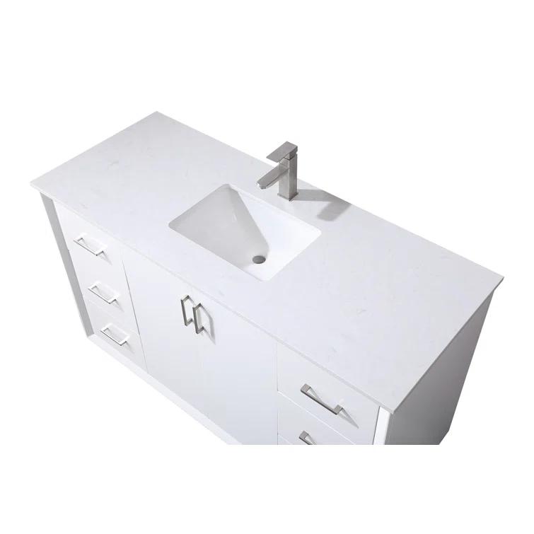 Hayes 54'' Single Bathroom Vanity with Engineered Marble Top