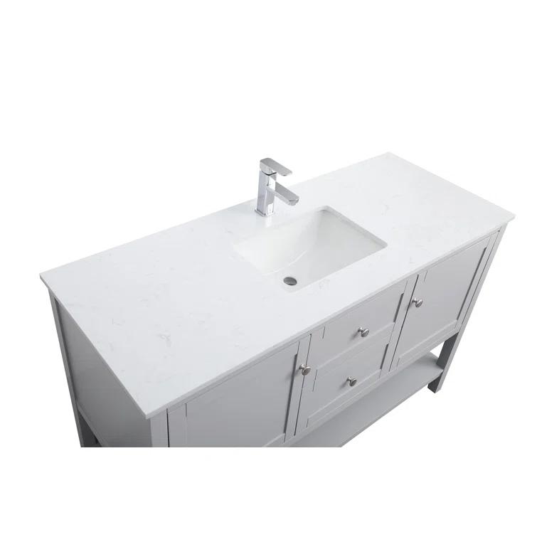 Hokku Designs Heath 54’’ Bathroom Vanity With Engineered Marble