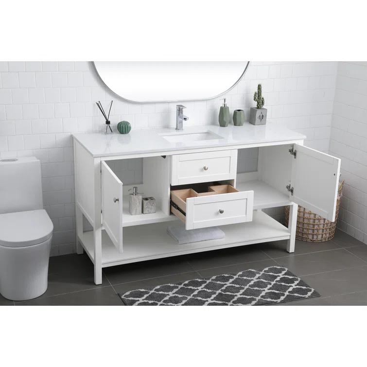 Hokku Designs Heath 60'' Double Bathroom Vanity with Engineered Marble Top