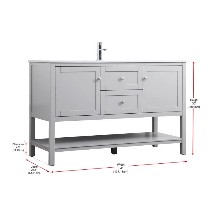Hokku Designs Heath 54’’ Bathroom Vanity With Engineered Marble