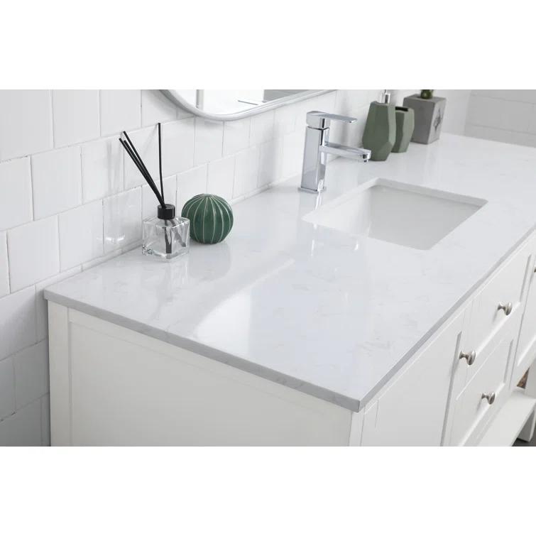 Hokku Designs Heath 60'' Double Bathroom Vanity with Engineered Marble Top