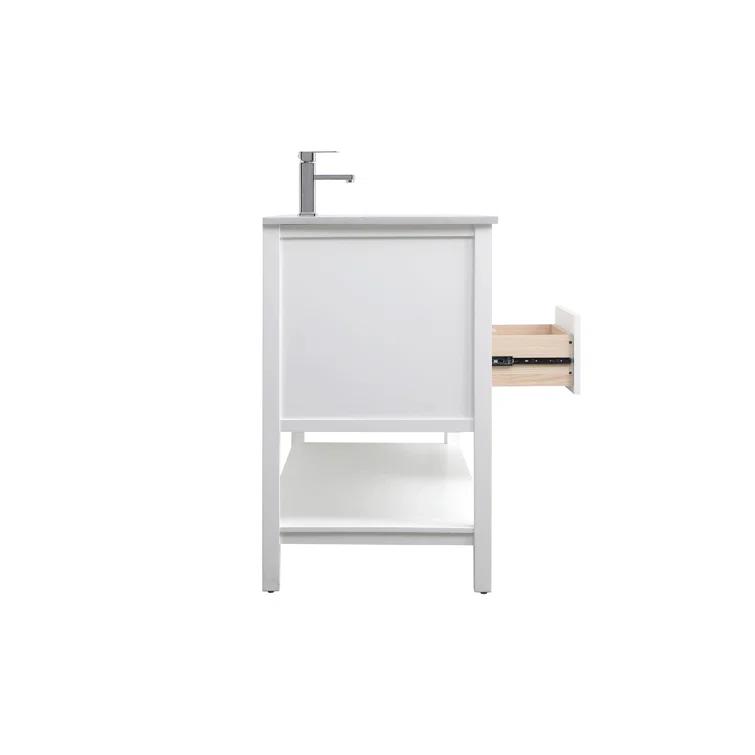 Hokku Designs Heath 60'' Double Bathroom Vanity with Engineered Marble Top