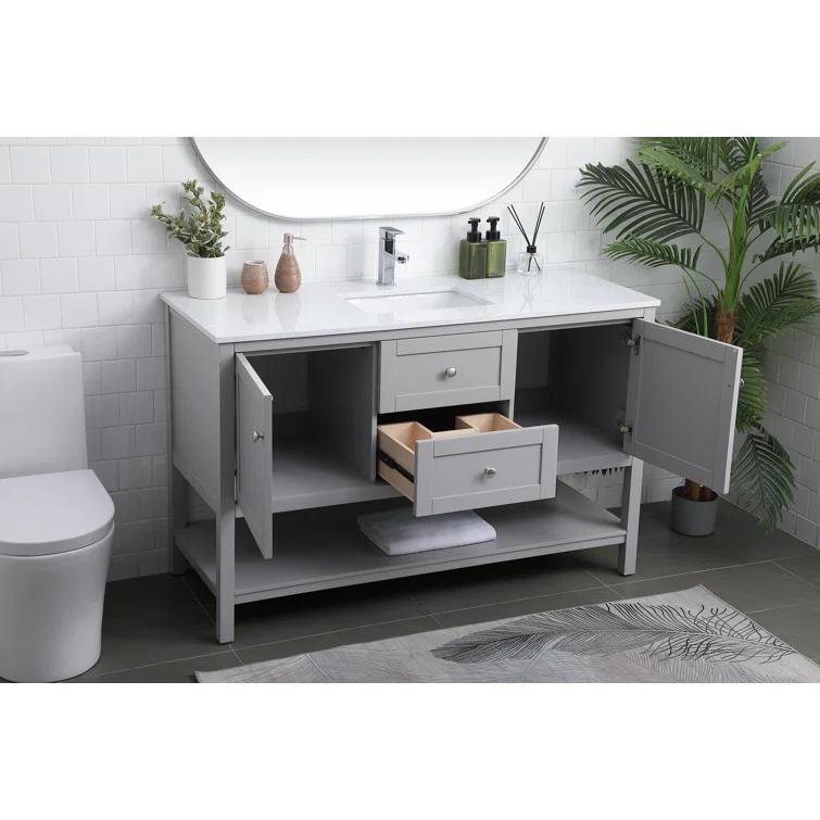 Hokku Designs Heath 54’’ Bathroom Vanity With Engineered Marble