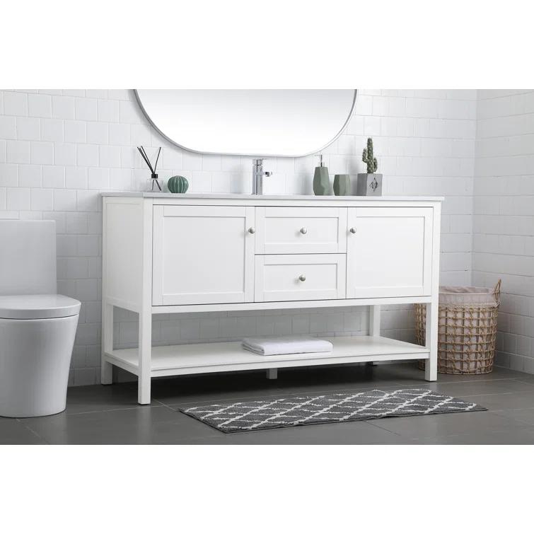 Hokku Designs Heath 60'' Double Bathroom Vanity with Engineered Marble Top