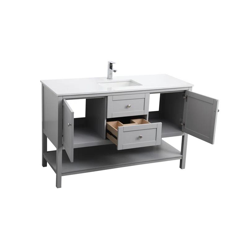 Hokku Designs Heath 54’’ Bathroom Vanity With Engineered Marble