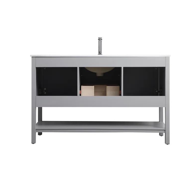 Hokku Designs Heath 54’’ Bathroom Vanity With Engineered Marble