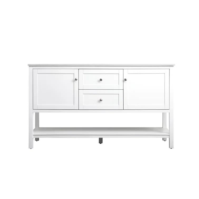 Hokku Designs Heath 60'' Double Bathroom Vanity with Engineered Marble Top