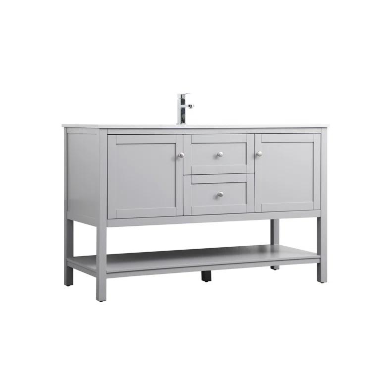 Hokku Designs Heath 54’’ Bathroom Vanity With Engineered Marble