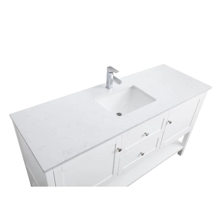 Hokku Designs Heath 60'' Double Bathroom Vanity with Engineered Marble Top