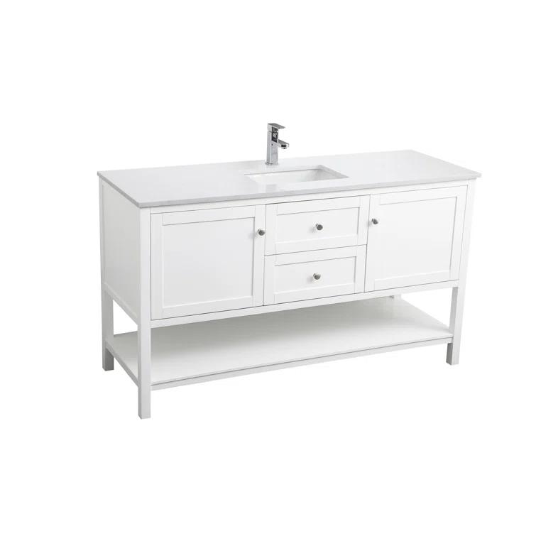 Hokku Designs Heath 60'' Double Bathroom Vanity with Engineered Marble Top