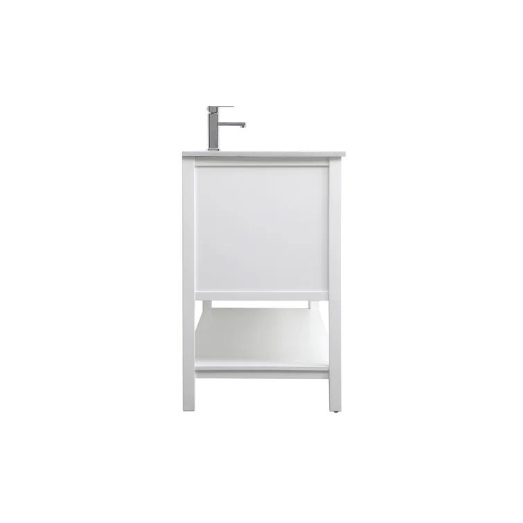 Hokku Designs Heath 60'' Double Bathroom Vanity with Engineered Marble Top
