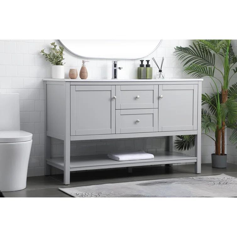 Hokku Designs Heath 54’’ Bathroom Vanity With Engineered Marble