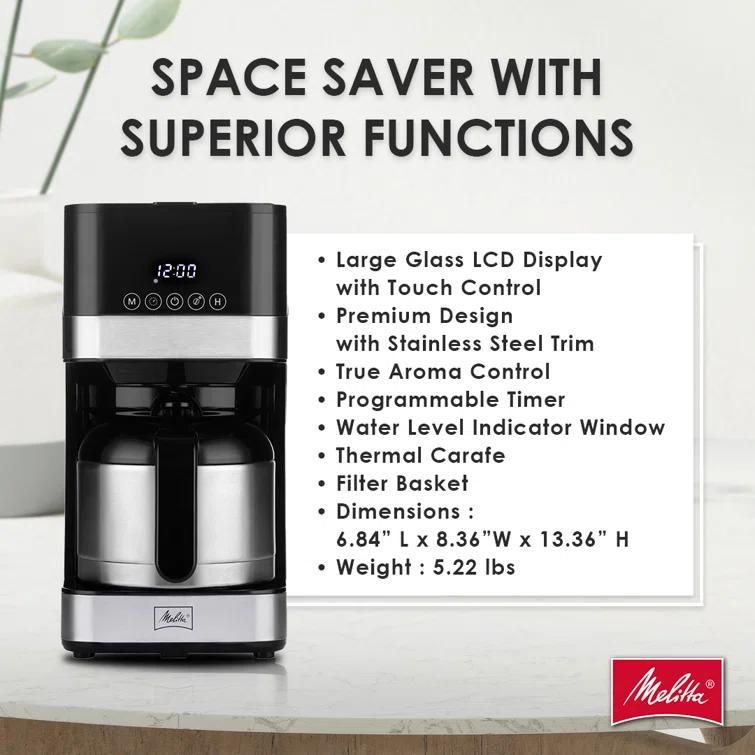 Melitta MCM010PULBK1 Melitta Aroma Tocco 8-cup Drip Coffee Maker With Thermal Carafe And Touch Control Display