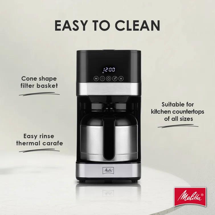 Melitta MCM010PULBK1 Melitta Aroma Tocco 8-cup Drip Coffee Maker With Thermal Carafe And Touch Control Display
