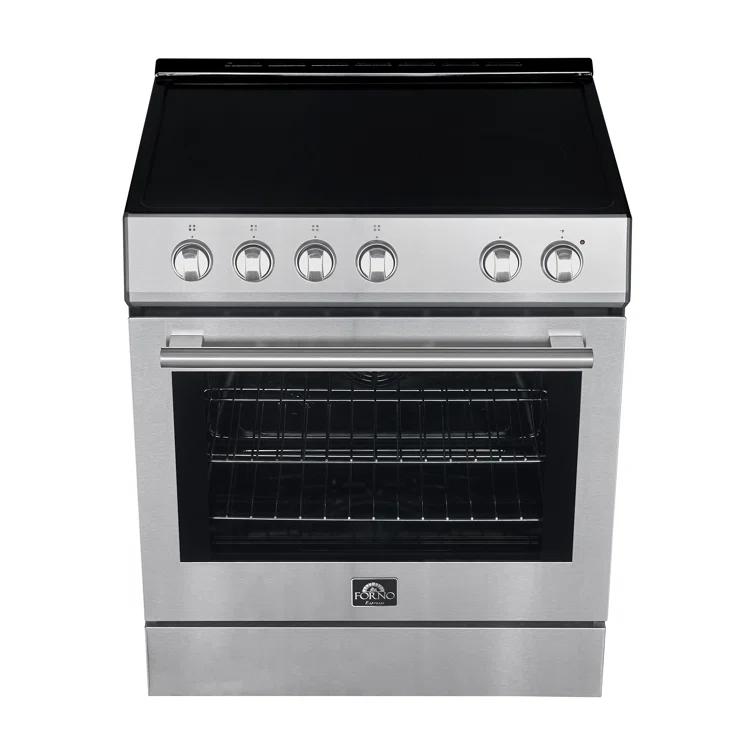 Leonardo Espresso 30-inch Slide-In Electric Range in Stainless-Steel, Black or White, 4 Elements, 7,100 Watts, 5.0 cu.ft. Oven with Convection Fan