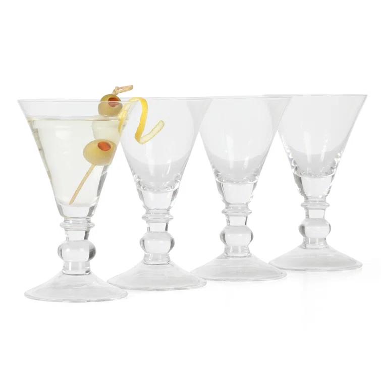 Martha Stewart Crispa 4 Piece 10 Ounce Handmade Goblet/Wine/Martini Glassware Set (Set of 4)