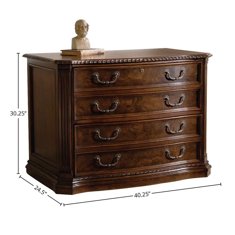 Hekman Old World Walnut Burl 40" 2-Drawer Walnut File Cabinet