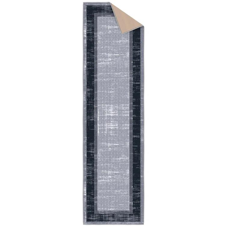 Non-Slip Bordered Area Rug For Living Room, Hallway Runner, Entryway Rug